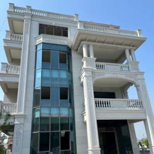 陕西 芝麻白花岗岩别墅外墙干挂效果展示