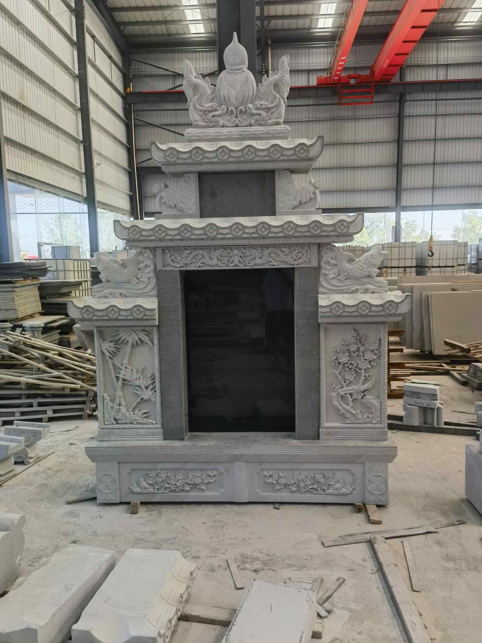 陕西 芝麻灰高档墓碑、土墓,一套也支持定做