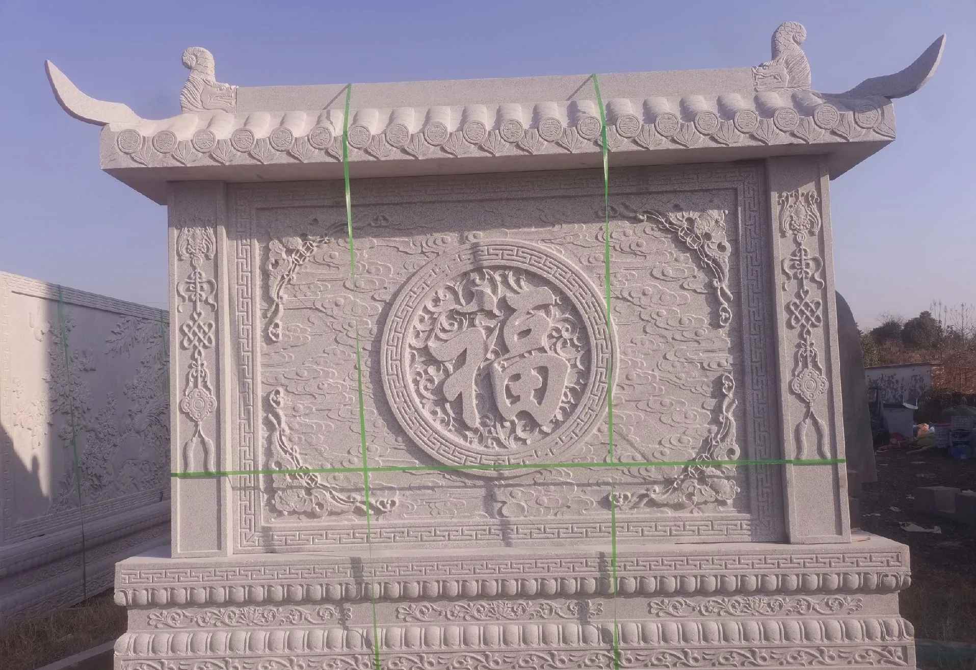 陕西 芝麻白花岗岩屏风，照壁，影壁